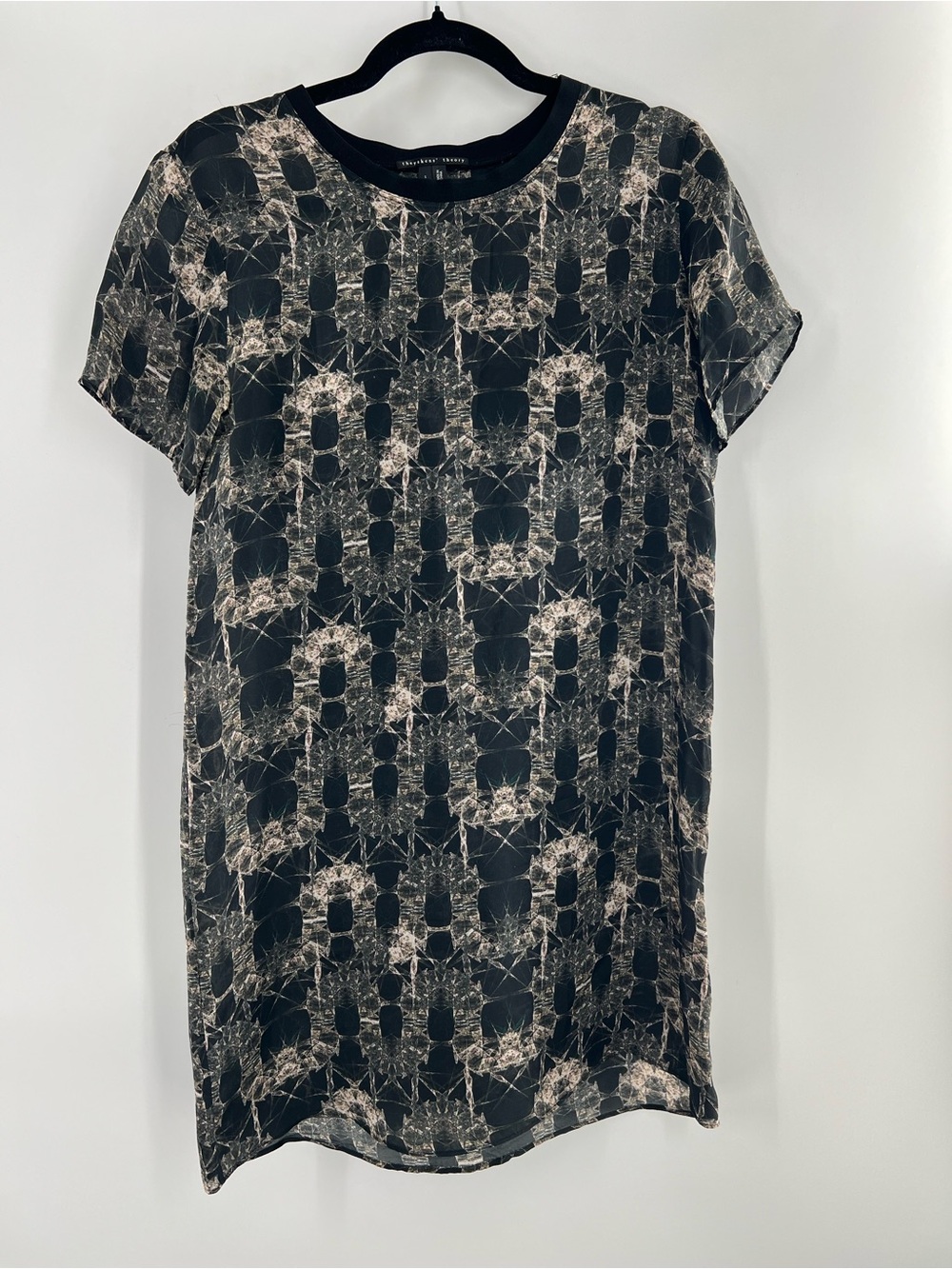 Theyskens’ Theory Black Jaquard Silk Mini Dress Small